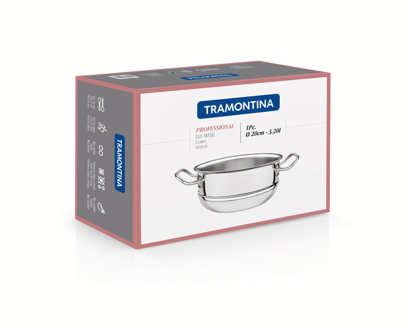 Load image into Gallery viewer, Tramontina Professional 20 cm 3.2 L stainless steel steamer basket with handle
