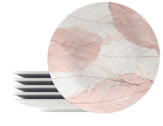 Tramontina Rosé 6-Piece Set Decorated Porcelain Dinner Plate, 28 cm