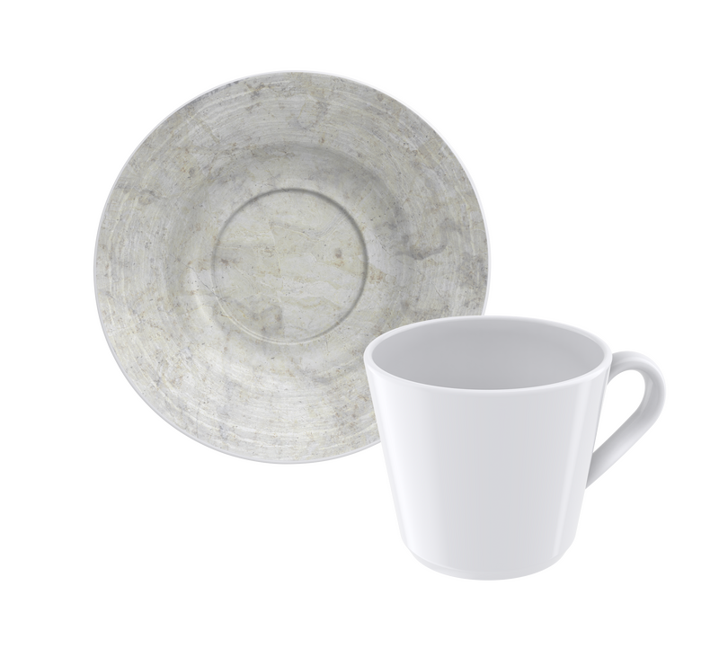 Load image into Gallery viewer, Tramontina Travertino 12-Piece Set of Decorated Porcelain Tea Cups and Saucers, 185 ml
