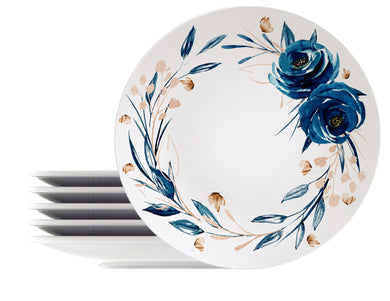 Tramontina Ana Flor 6-Piece Set of Decorated Porcelain Dinner Plate, 28 cm