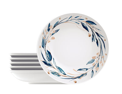 Tramontina Ana Flor 6-Piece Set of Decorated Porcelain Soup Plate, 22 cm