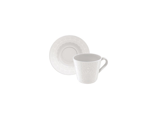 Tramontina Alicia 12-Piece Set of Decorated Porcelain Tea Cups and Saucers, 185 ml