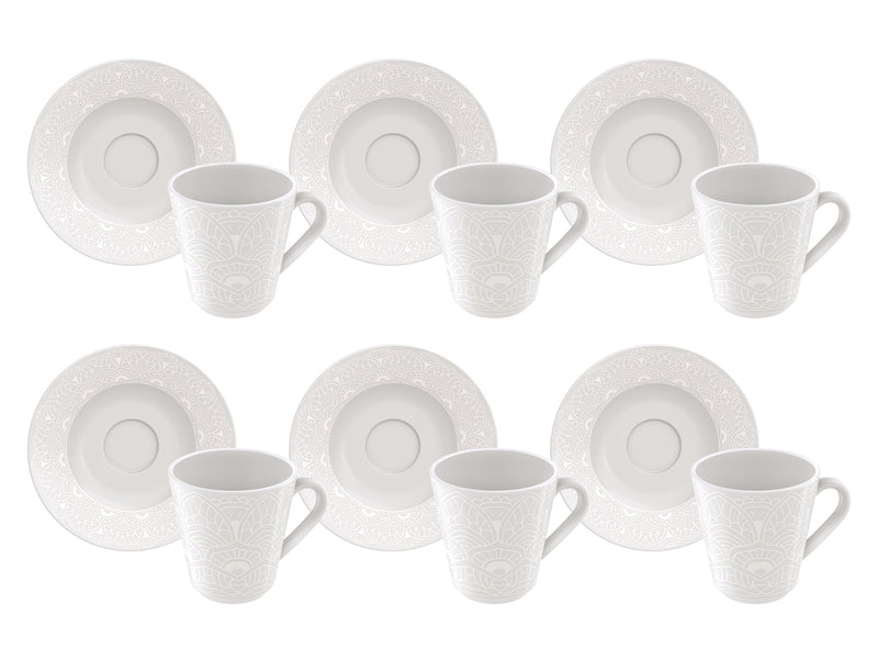 Load image into Gallery viewer, Tramontina Alicia 12-Piece Set of Decorated Porcelain Coffe Cups and Saucers, 70 ml
