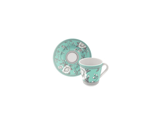 Tramontina Helen 12-Piece Set of Decorated Porcelain Coffee Cups and Saucers, 70 ml
