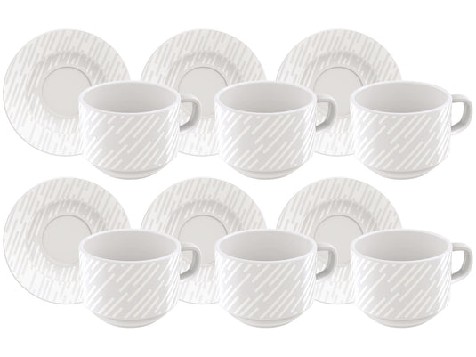 Tramontina Marie Set of Decorated Porcelain Tea Cups and Saucers