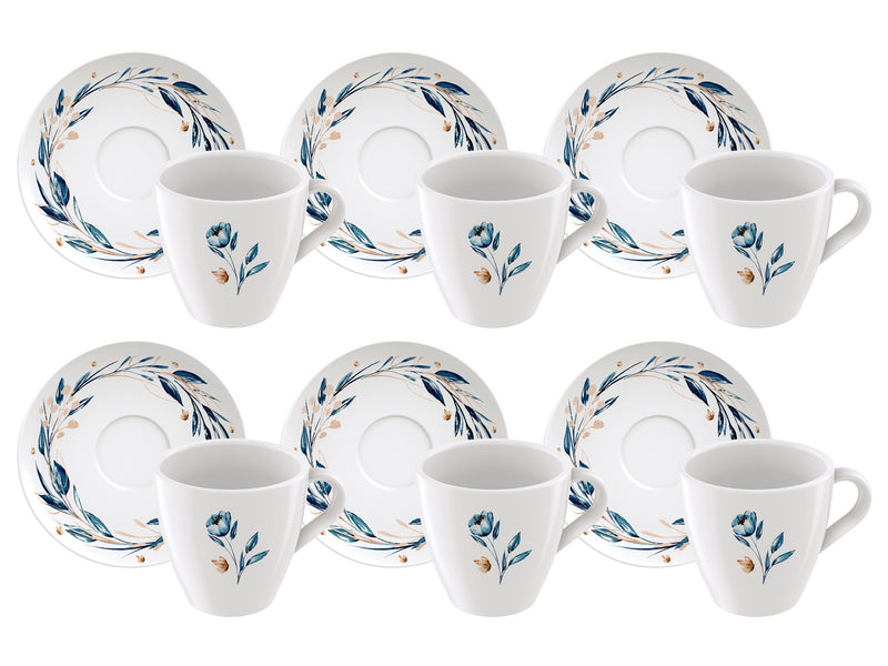 Load image into Gallery viewer, Tramontina Ana Flor 6-Piece Decorated Porcelain Cup and Saucer Set
