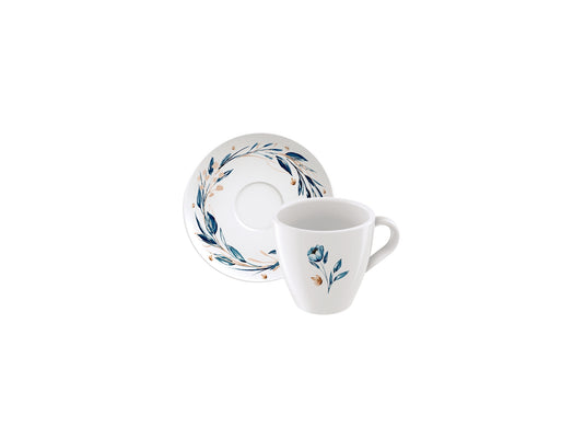 Tramontina Ana Flor 6-Piece Decorated Porcelain Cup and Saucer Set