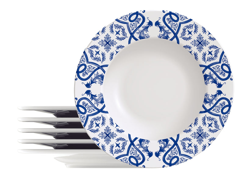 Load image into Gallery viewer, Tramontina Algarve 6-Piece Set of Decorated Porcelain Dinner Plates, 28 cm
