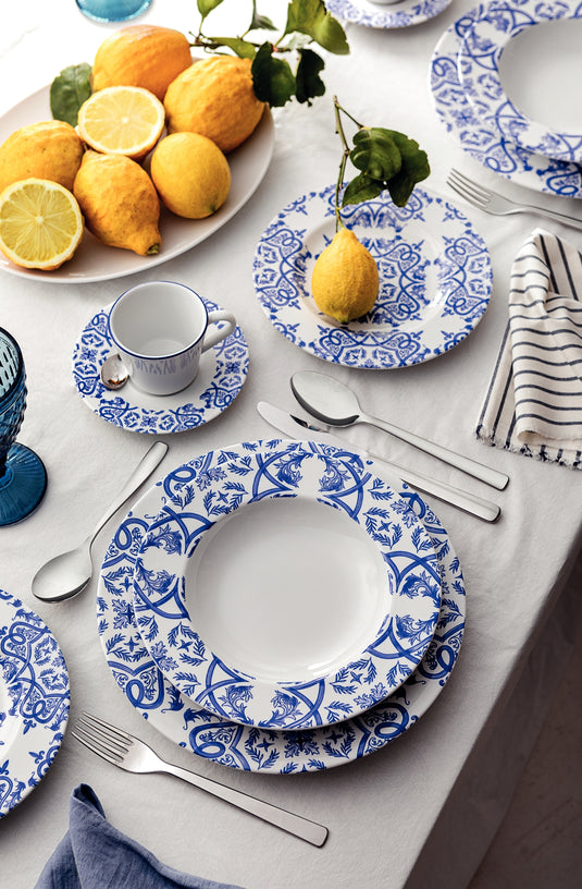 Tramontina Algarve 6-Piece Set of Decorated Porcelain Dinner Plates, 28 cm