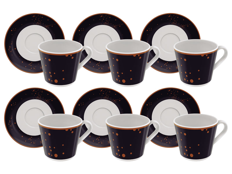 Load image into Gallery viewer, Tramontina Valentina 12-Piece Set of Decorated Porcelain Tea Cups and Saucers,185 ml

