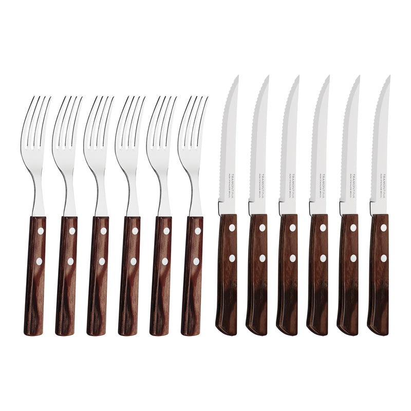 Load image into Gallery viewer, Tramontina Churrasco Traditional Steak Set, Polywood Brown 12Pc
