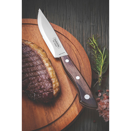 Tramontina Churrasco Gramado Steak Knife Set, Polywood Brown 6Pc