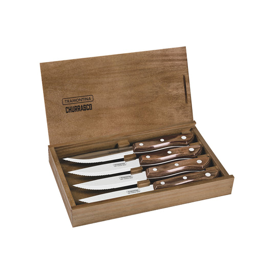 Tramontina Churrasco Premium Bueno Steak Knife Set, 4Pc FSC Certified