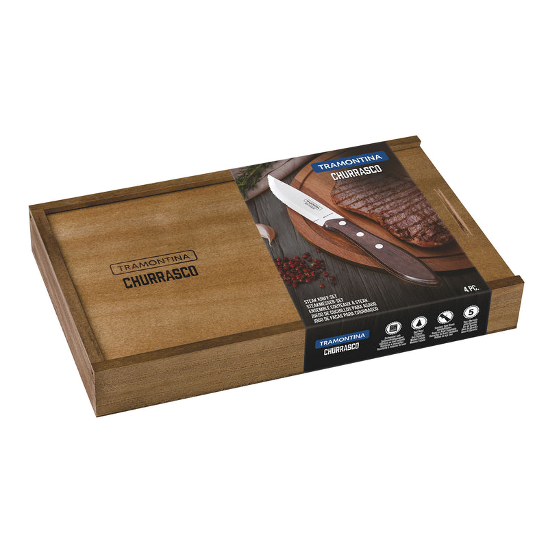 Load image into Gallery viewer, Tramontina Churrasco Premium Fandango Steak Knife Set, 4Pc FSC Certified
