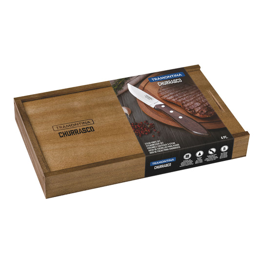 Tramontina Churrasco Premium Fandango Steak Knife Set, 4Pc FSC Certified