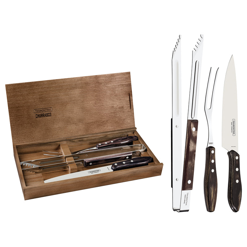 Load image into Gallery viewer, Tramontina Churrasco Campeira Carving Set, Polywood 3Pc
