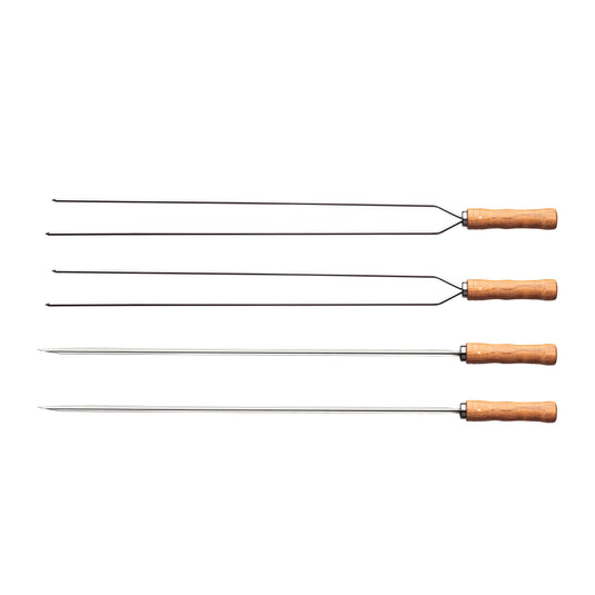 Tramontina Churrasco Skewer Bundle, 2x 75cm Double Prong + 2x 75cm Single Prong - Stainless Steel, 4Pc