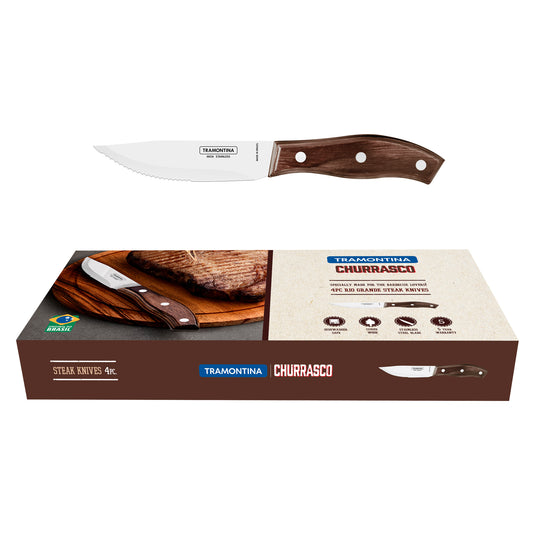 Tramontina Churrasco Rio Grande Steak Knife Set, Polywood Brown