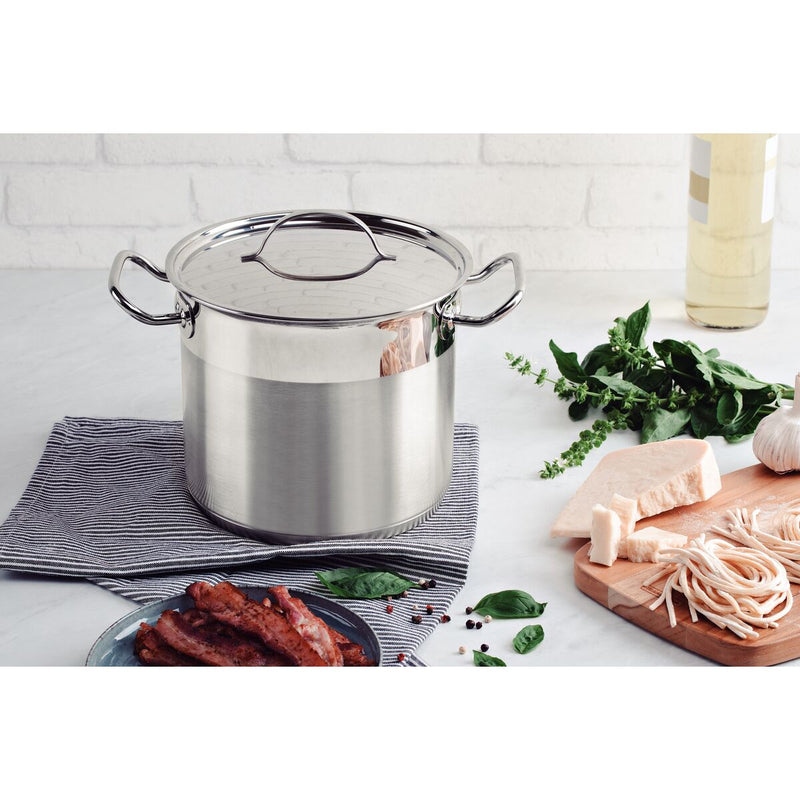 Load image into Gallery viewer, Tramontina Professional and Industrial Pans Stock Pot with Lid, 20cm, 5.7L, Try-ply Base &amp; Handles

