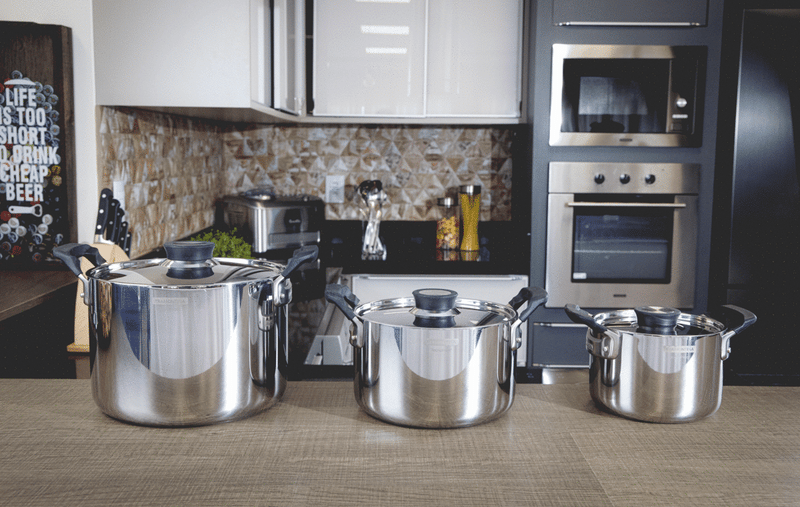 Load image into Gallery viewer, Tramontina Grano Compact 3Pc Stainless Steel Cookware Set
