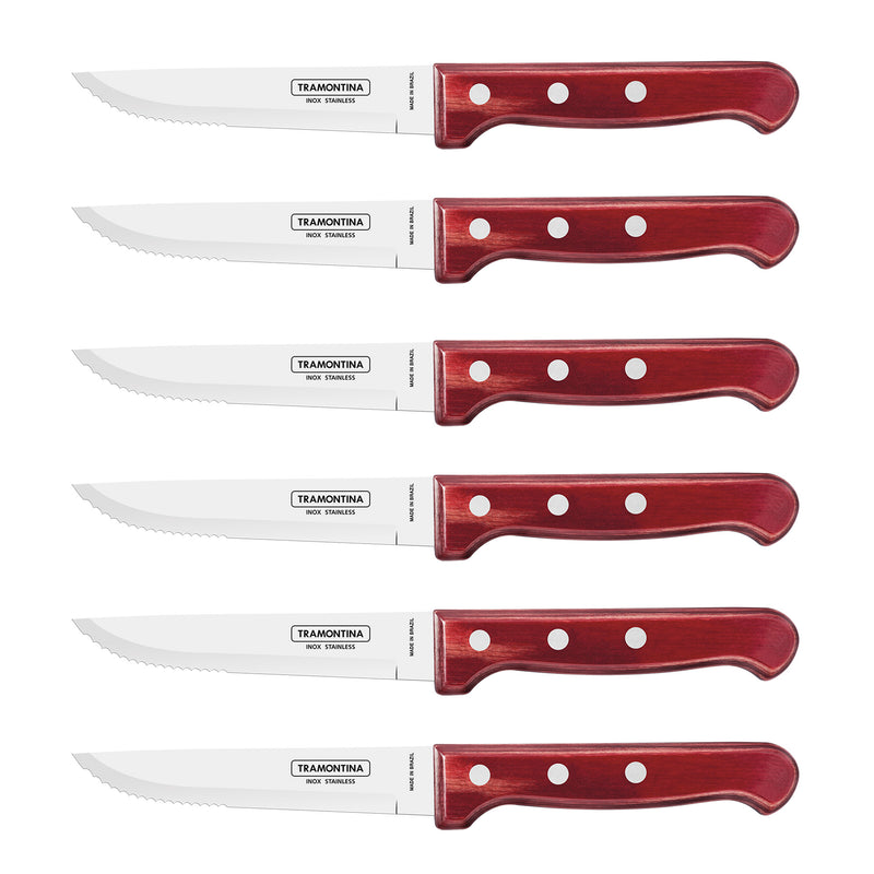 Load image into Gallery viewer, Tramontina Churrasco Gaucho Steak Knife Set, Polywood Red 6Pc
