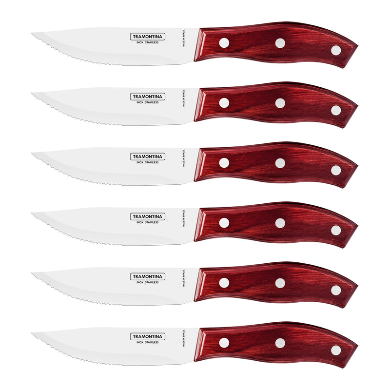 Load image into Gallery viewer, Tramontina Churrasco Rio Grande Steak Knife Set, Polywood Red 6Pc
