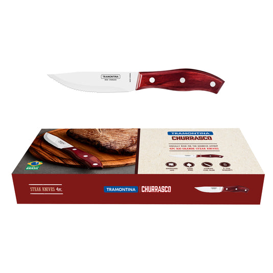 Tramontina Churrasco Rio Grande Steak Knife Set, Polywood Red
